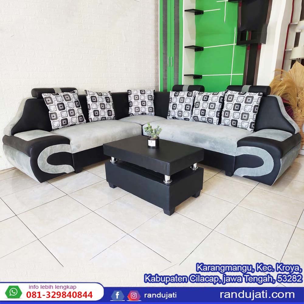 SOFA SUDUT ENDORE HITAM-ABU